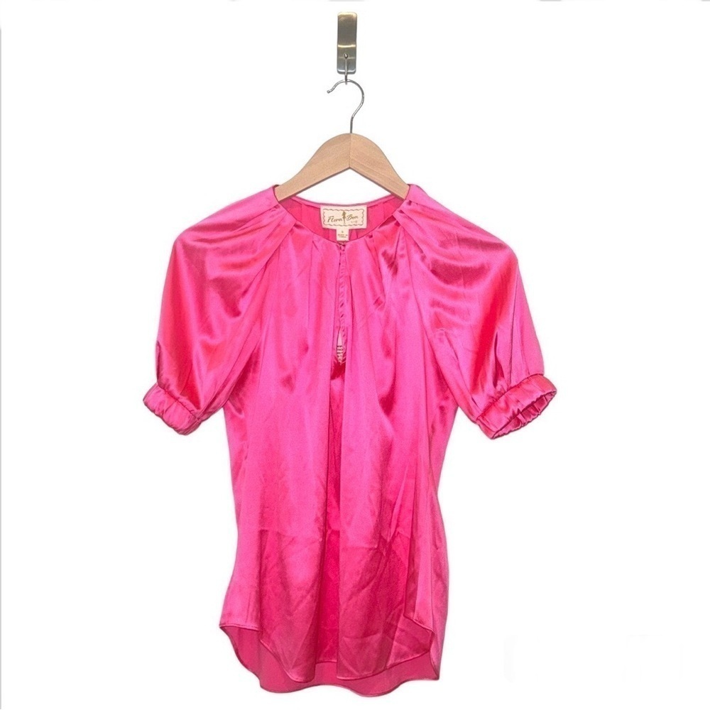 Flora Bea Neriah Silk Charmeuse‎ Blouse  Size Small  Color Pink  NEW  MSRP $245 - Picture 3 of 8